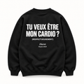 Vue dos noir — TU VEUX ÊTRE MON CARDIO ? (RESPECTUEUSEMENT) – Sweat — Discret. Depuis 2024