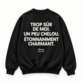 Vue dos noir — TROP SÛR DE MOI. UN PEU CHELOU. ÉTONNAMMENT CHARMANT. – Sweat — Discret. Depuis 2024