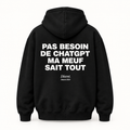 Vue dos noir — PAS BESOIN DE CHATGPT MA MEUF SAIT TOUT – Hoodie — Discret. Depuis 2024