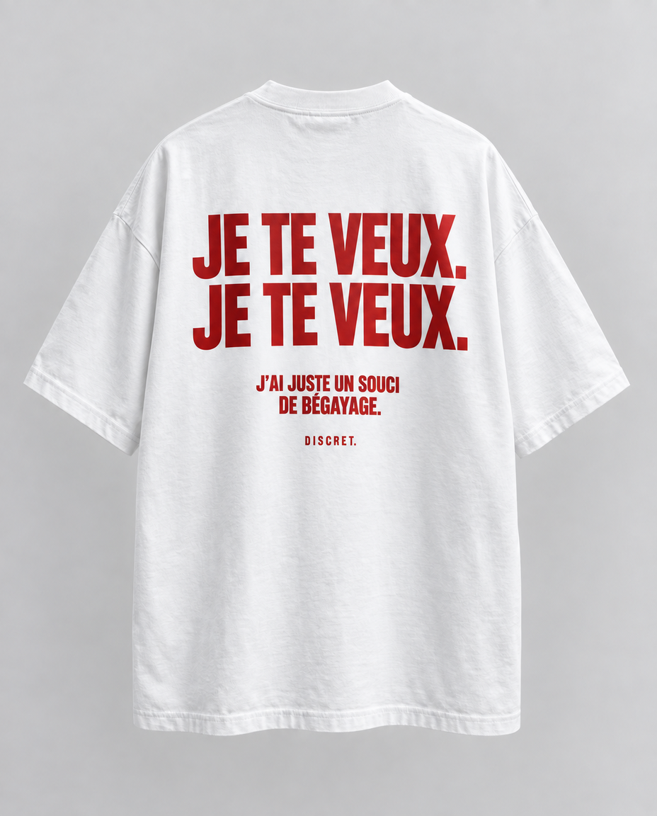 T-shirt DISCRET. Je te veux — vue dos blanc
