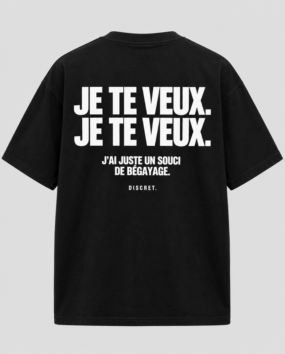 T-shirt DISCRET. Je te veux — vue dos noir